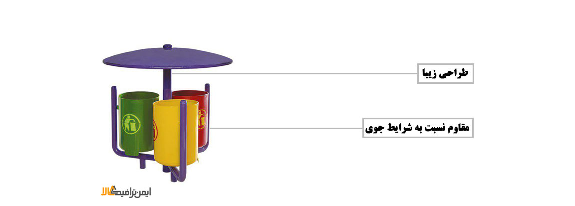 سطل آشغال تفکیکی , مبلمان و تجهیزات شهری , سطل زباله پارکی ,  سطل آشغال شهری